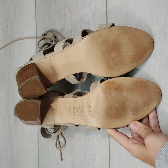 Marc Fisher Women Qmparadox Leather Ankle Heels Sandals shoes sz 9M - Picture 11 of 12